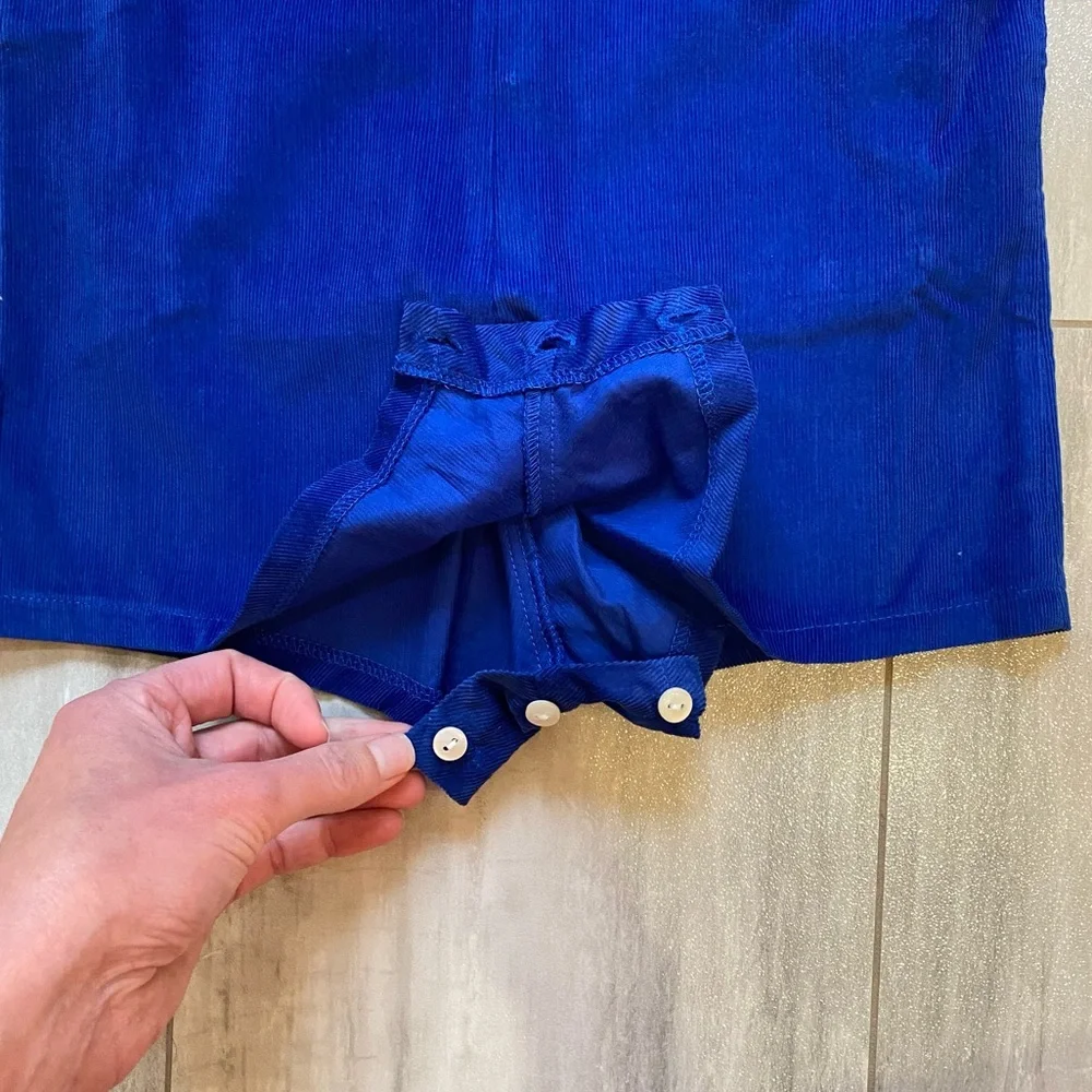 NWT Betti Terrell Vibrant Blue Corduroy Boys Christmas Tree Shortall Romper, 3